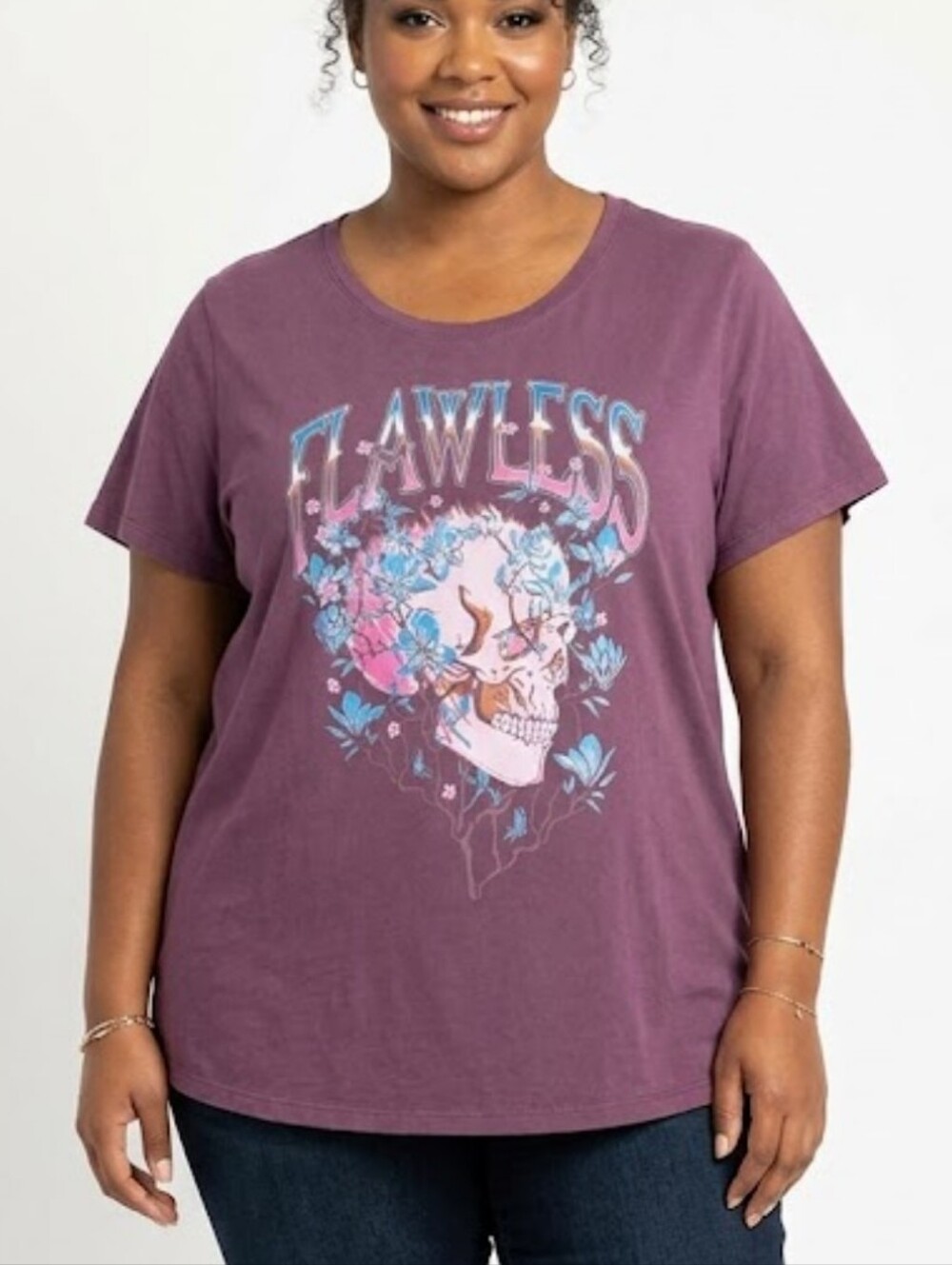 Plus Size Torrid 6x Flawless Skull Graphic T-shirt Purple Top Womens